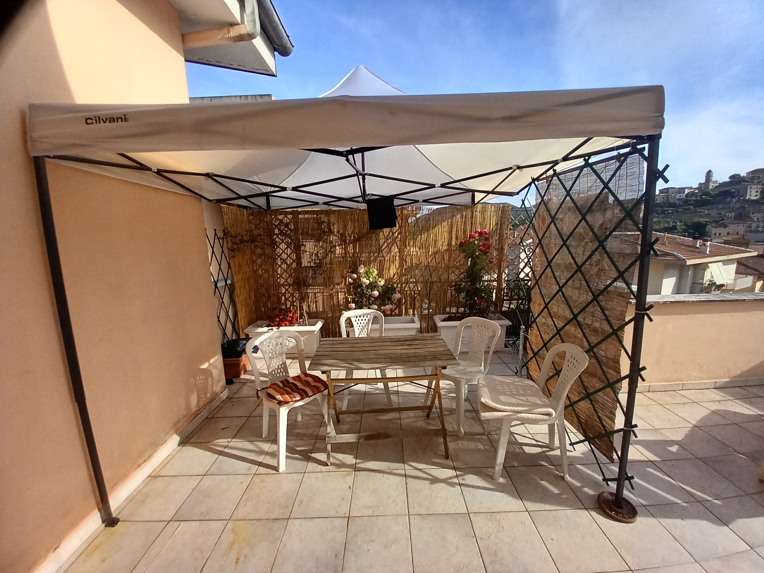 GrecoShop gazebo pieghevole 3x3 m bianco impermeabile fisarmonica