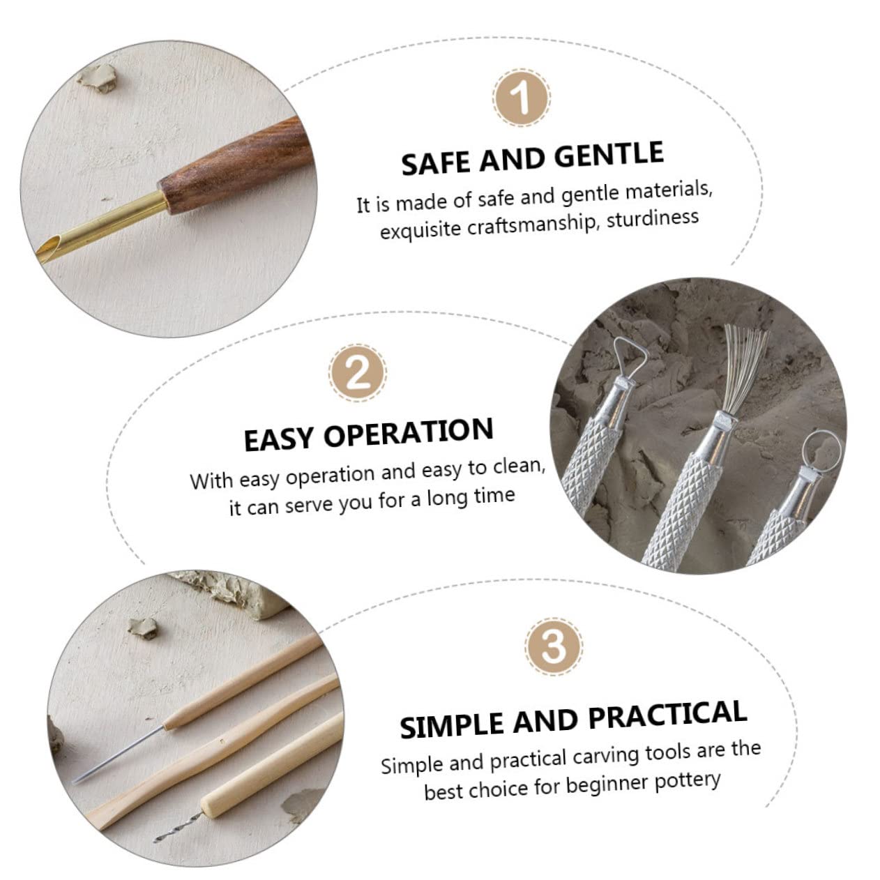 DOITOOL Set Attrezzi Argilla Ceramica 7 Pezzi Legno e Acciaio