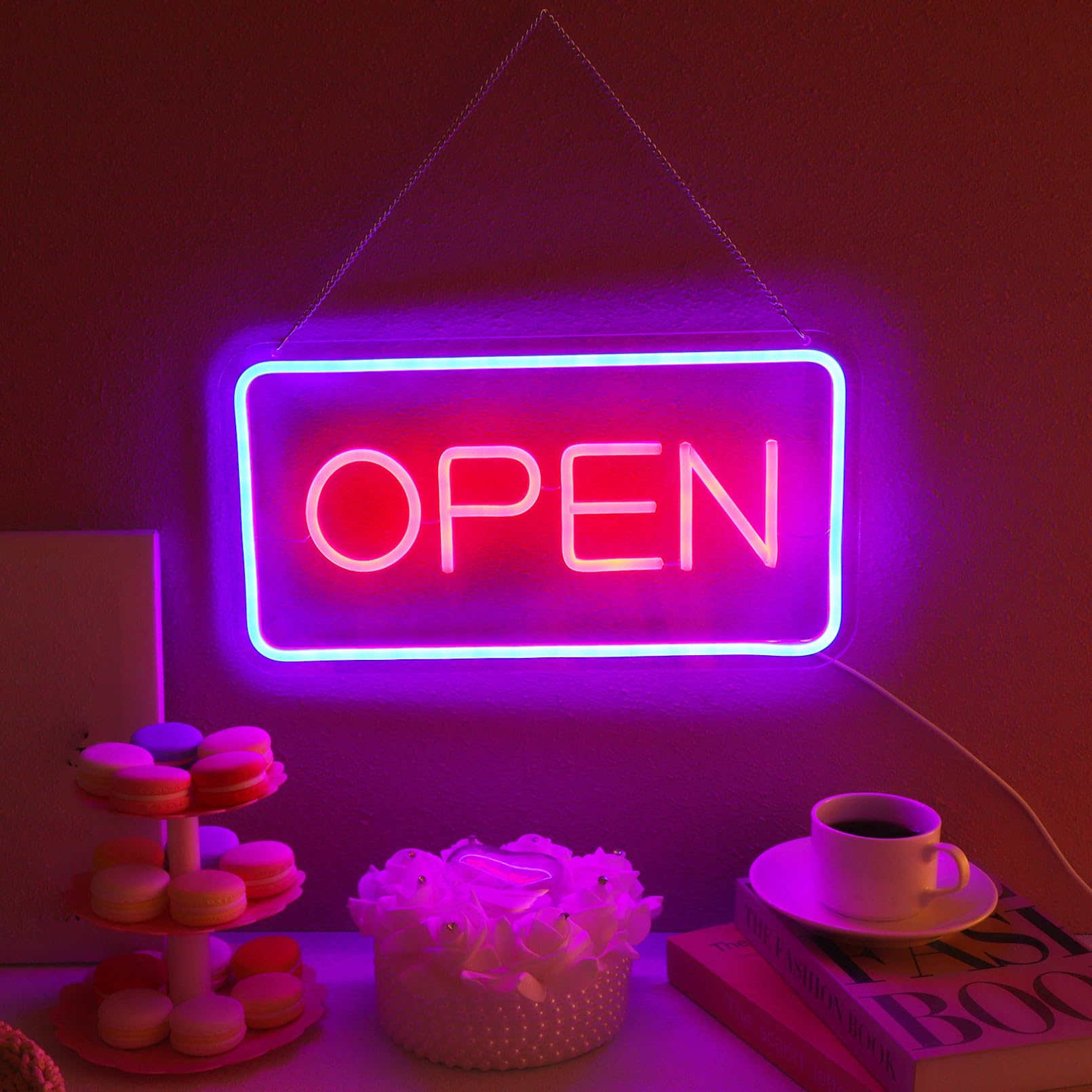 DOITOOL Insegna LED Aperto USB con Catena per Negozi
