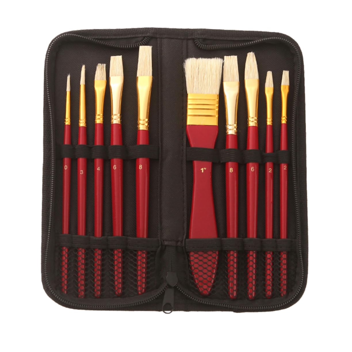 DOITOOL Set Pennelli Pittura Rossi 10 Pezzi Setola
