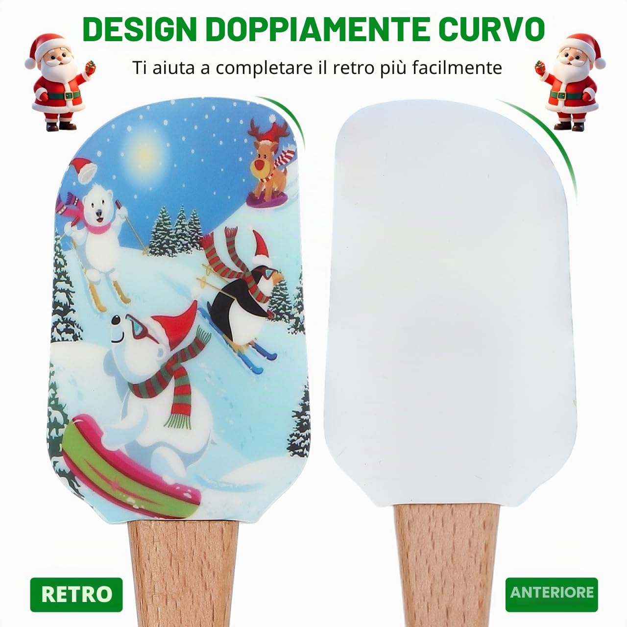 DOITOOL spatole silicone natalizie set 4 pezzi manico legno