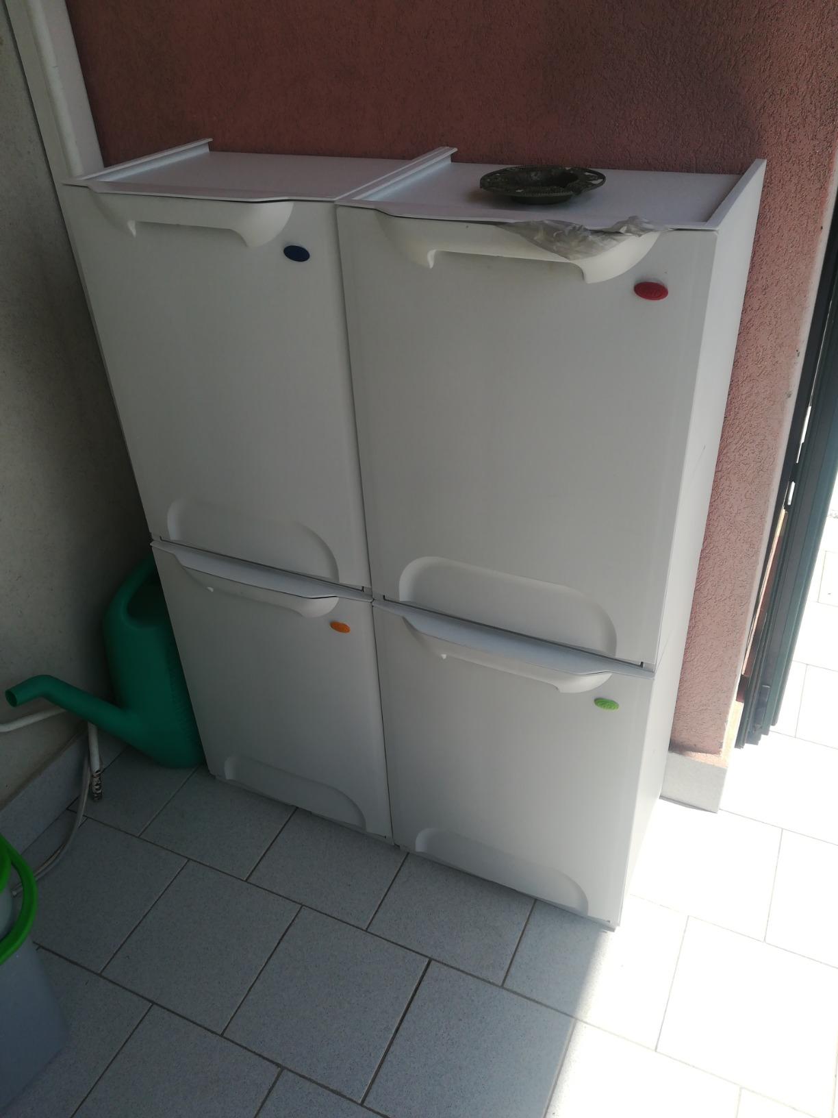 GrecoShop Binster pattumiera differenziata 4 moduli bianca