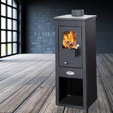 GrecoShop Long Hold Fire Black Lux stufa a legna 7 kW antracite