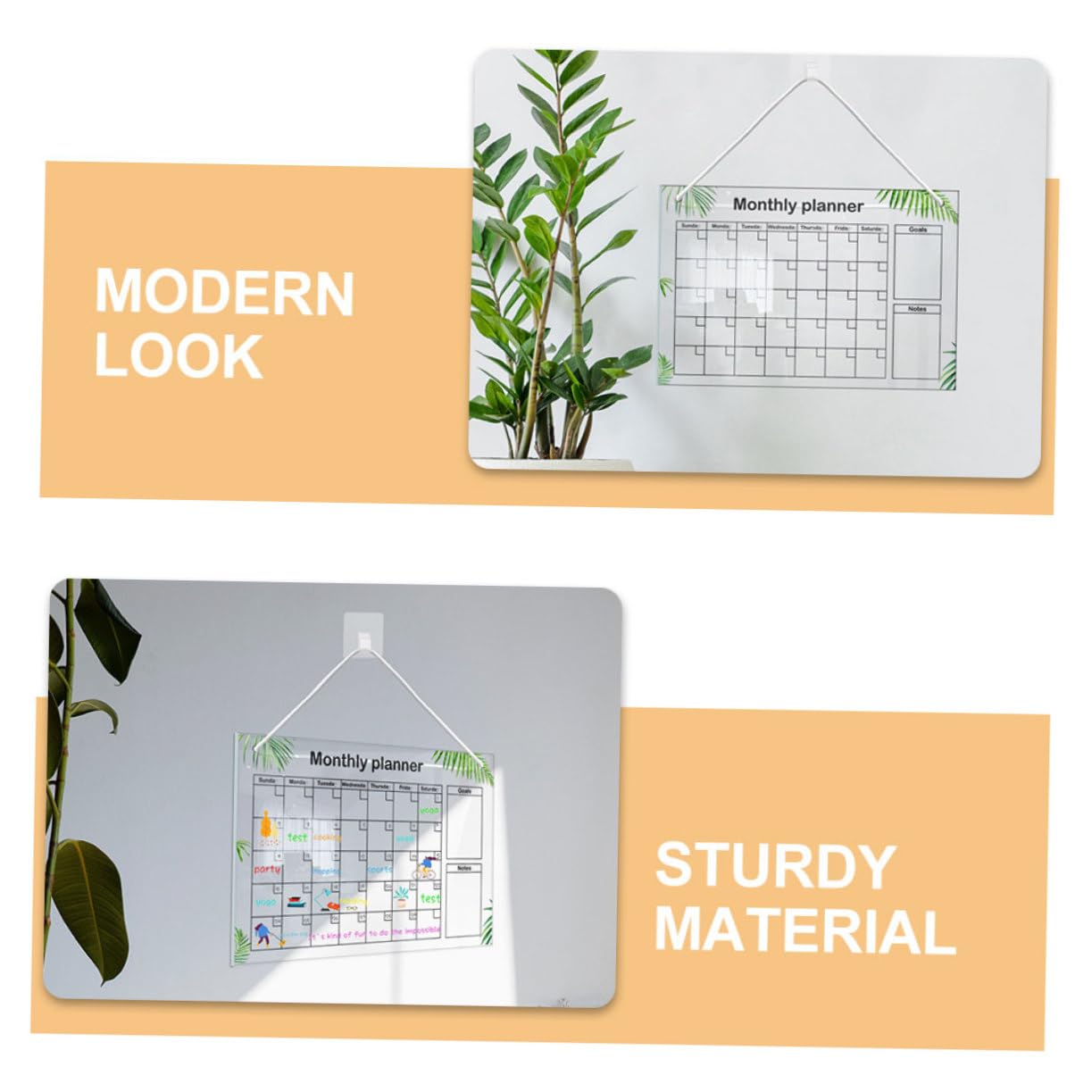 DOITOOL Calendario Mensile Frigo Acrilico 30x20 con 6 Pennarelli