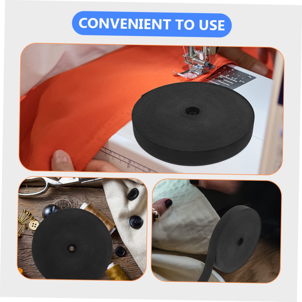 DOITOOL Elastico Nero Cucito Poliestere Rotolo