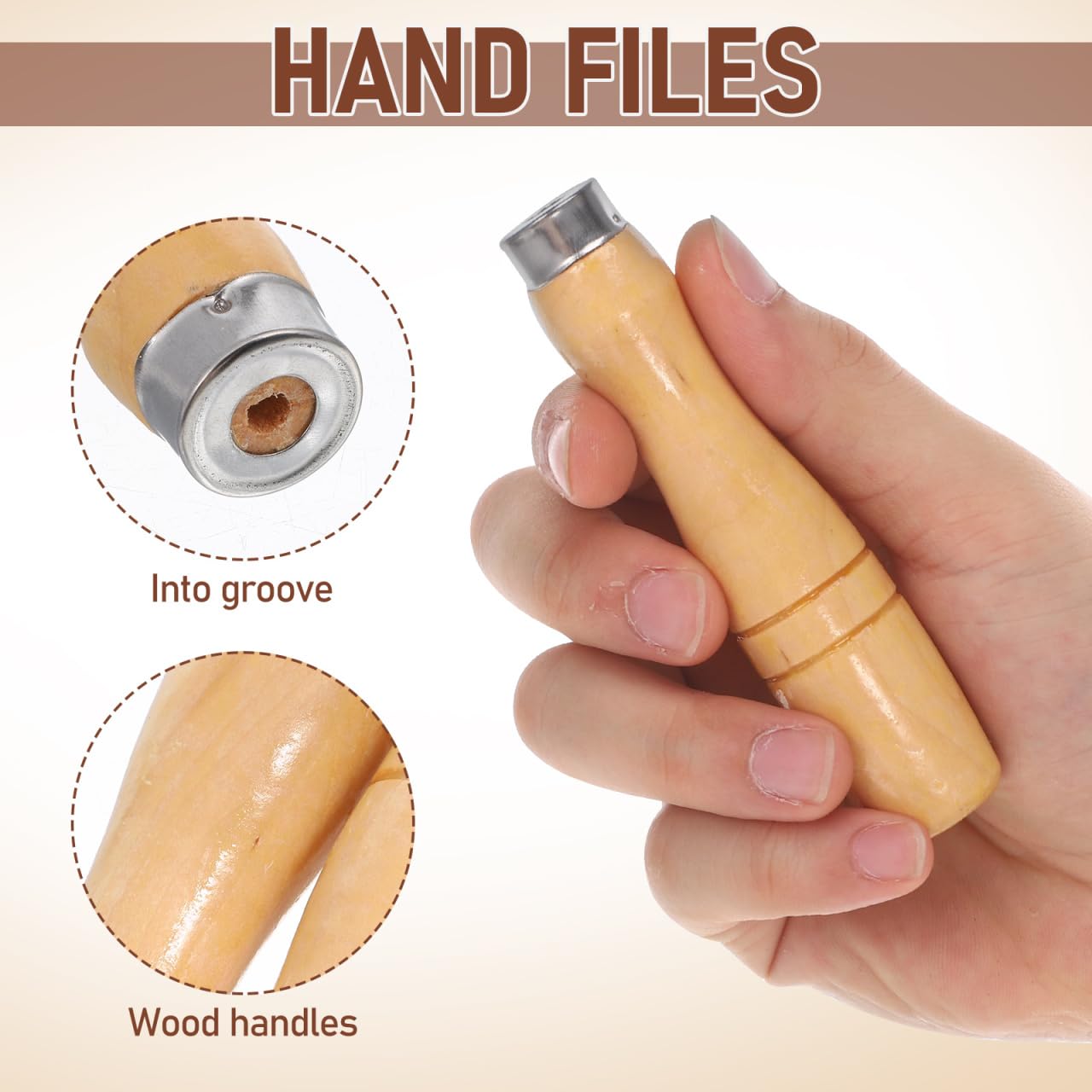 Doitool manici legno utensili lime 5 pezzi 10,5 cm