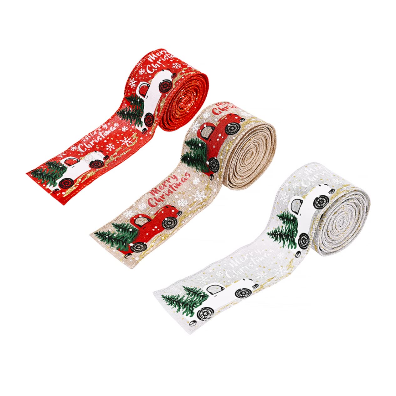DOITOOL Nastro Raso Natalizio 3 Rotoli x 2 m Decorazione Albero