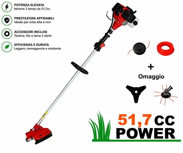 GrecoShop decespugliatore a scoppio 51,7cc con accessori 430mm