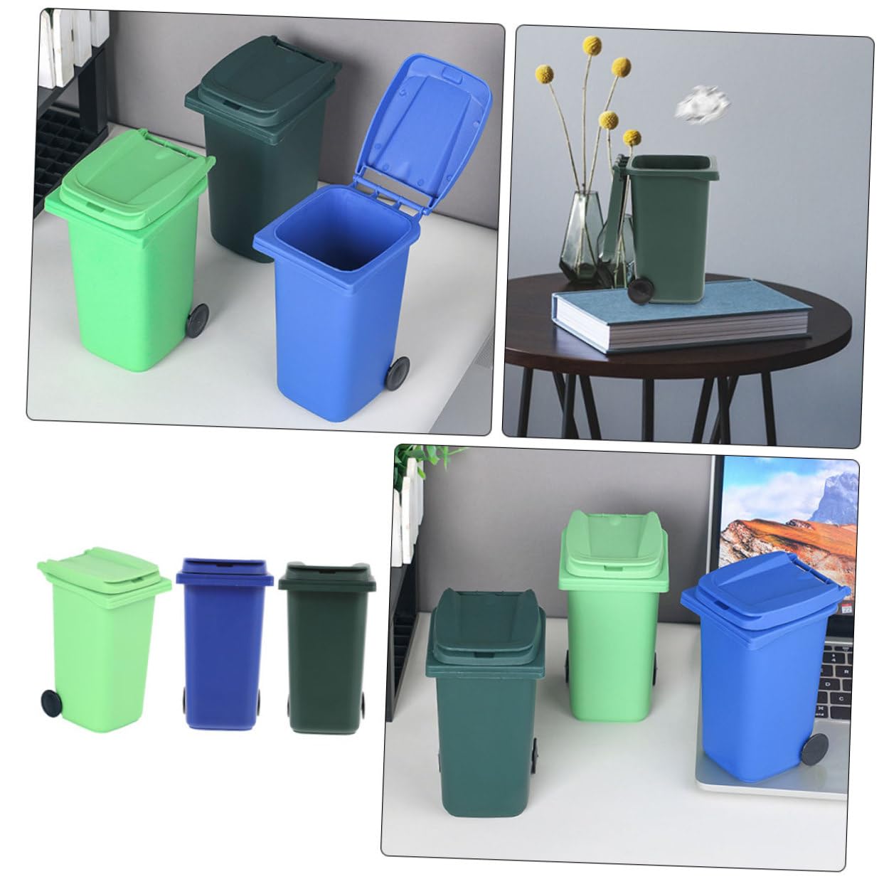 DOITOOL Mini Cestino Portapenne Scrivania 3 Pezzi Plastica