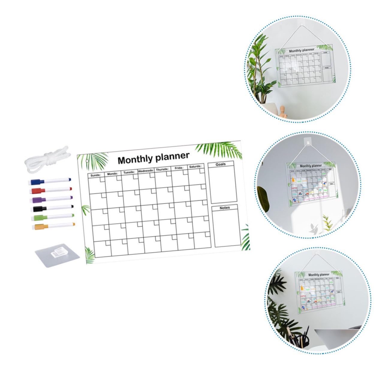 DOITOOL Calendario Mensile Frigo Acrilico 30x20 con 6 Pennarelli