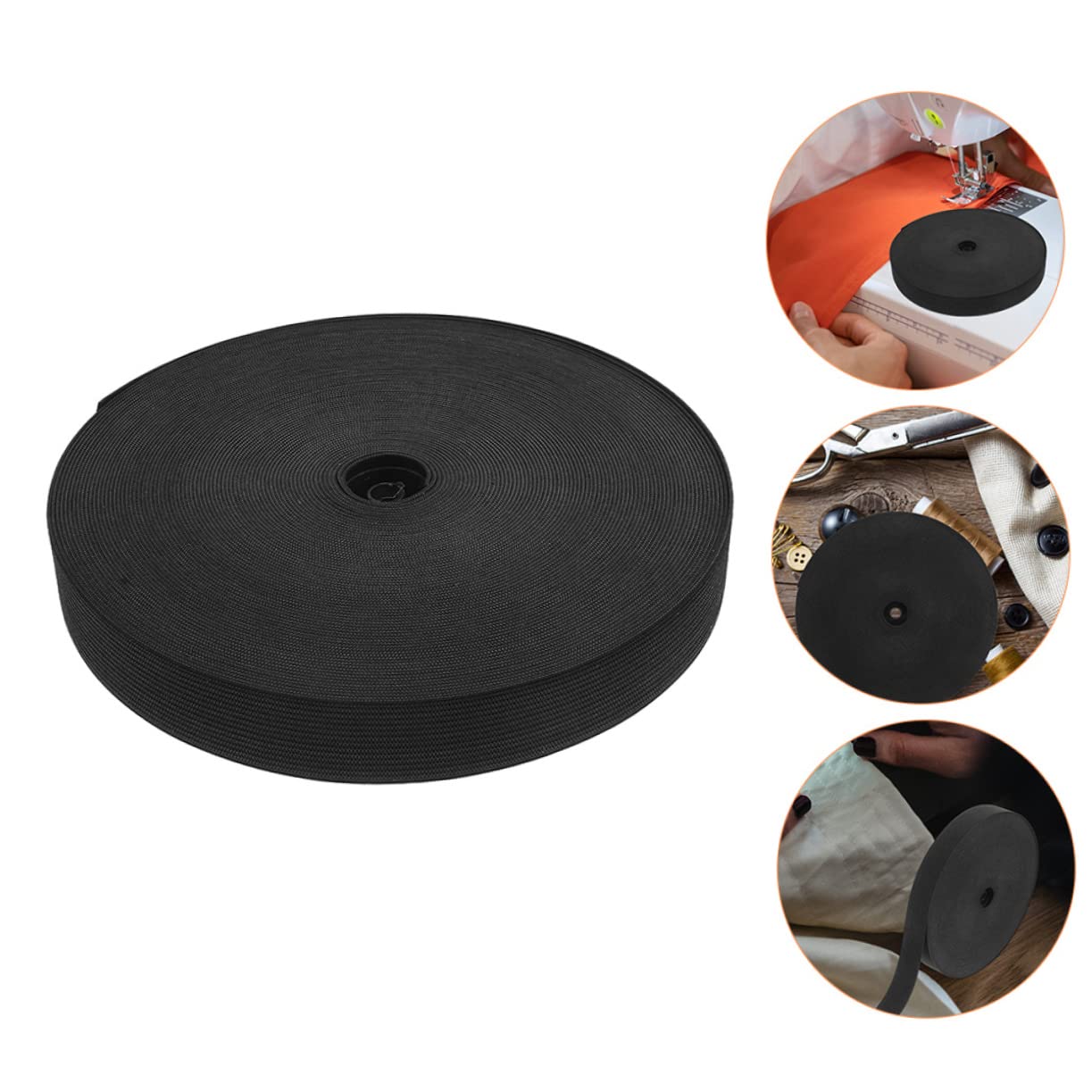 DOITOOL Elastico Nero Cucito Poliestere Rotolo