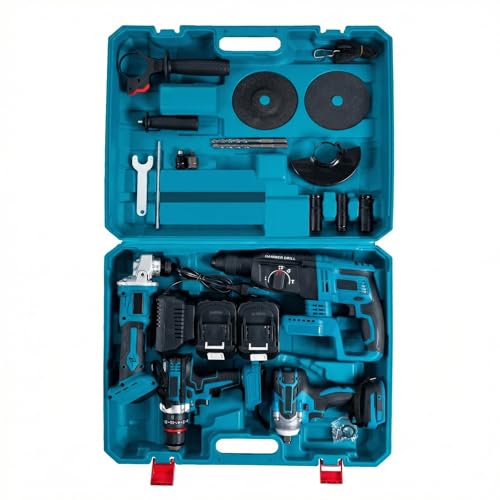 GrecoShop 4 in 1 kit utensili a batteria 36V 2 batterie