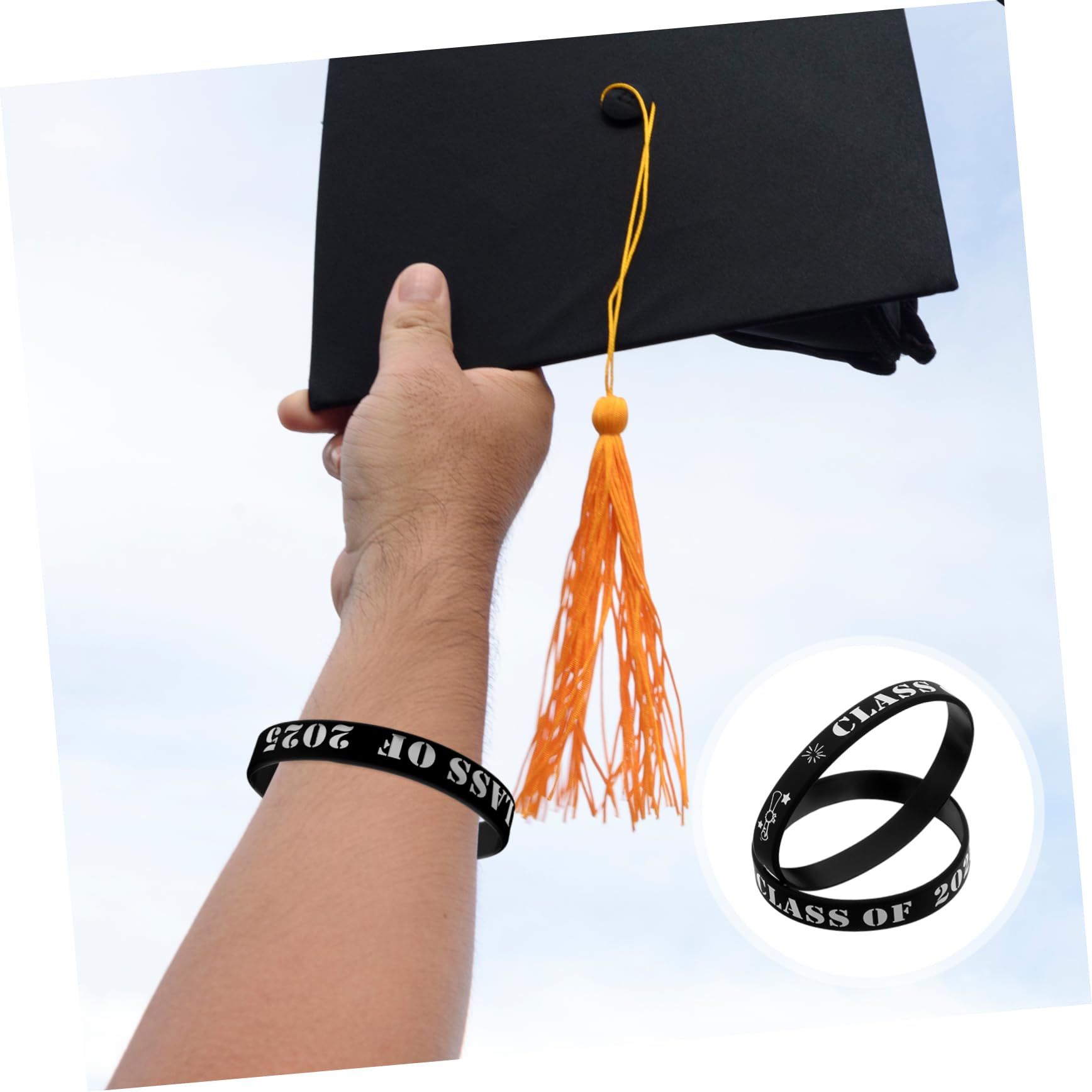 DOITOOL Braccialetti Laurea Silicone Neri 20 Pezzi Classe 2025