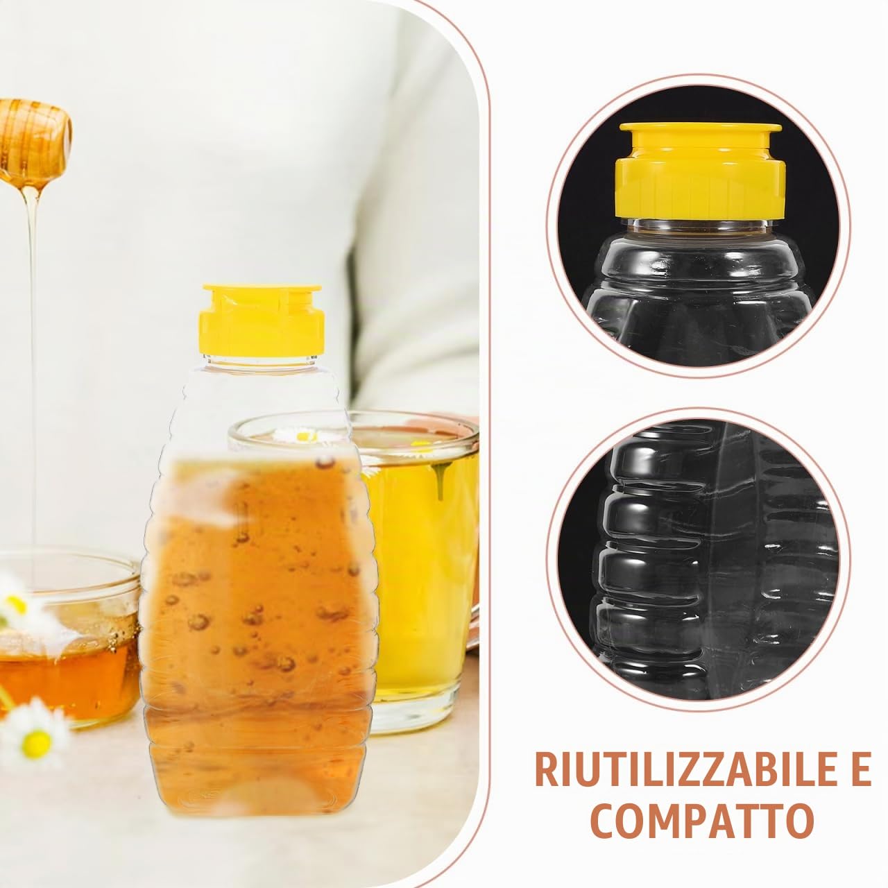 DOITOOL Bottiglia Plastica Trasparente Coperchio 4 Pezzi