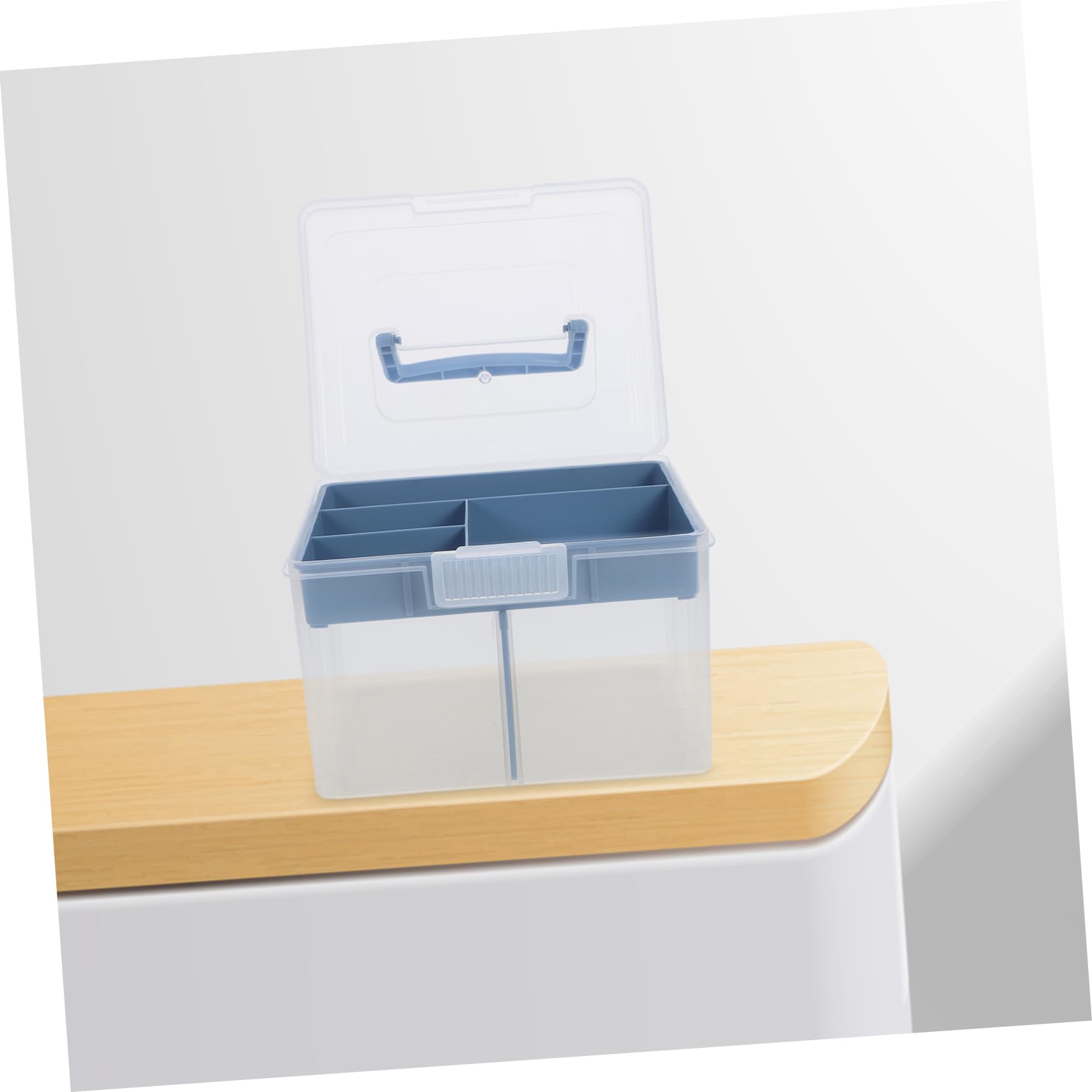 DOITOOL Scatola Portamonete Blu Plastica 2 Livelli 20 cm