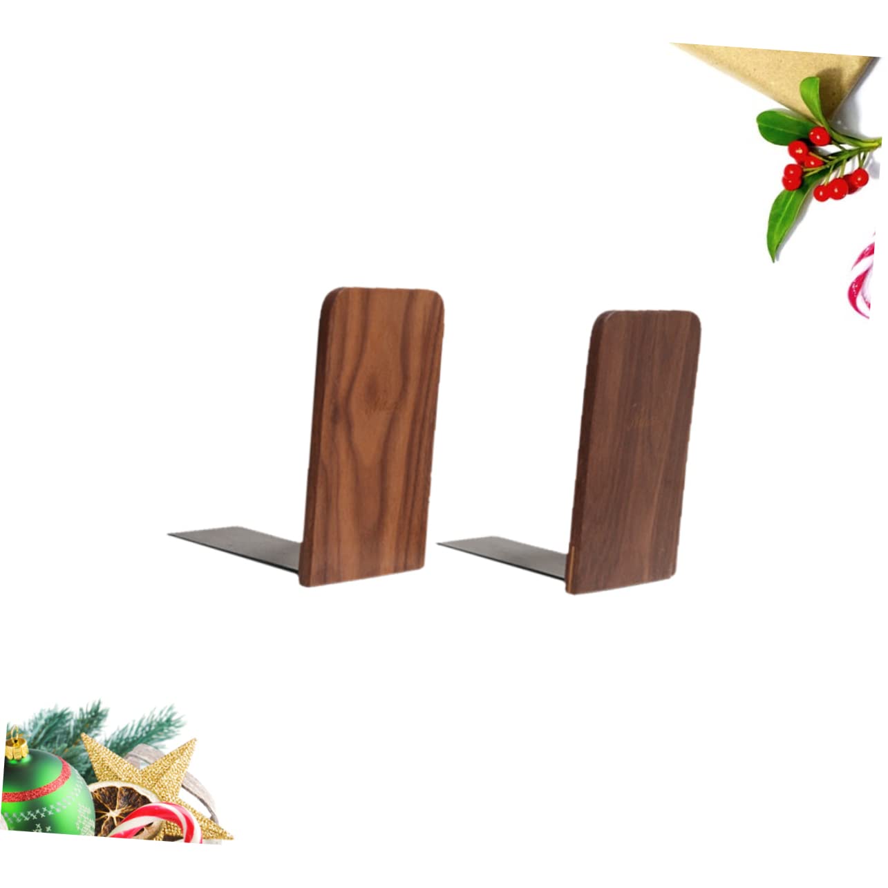 DOITOOL Fermalibri Legno Noce Nero Set 2 Pezzi 13x8 cm