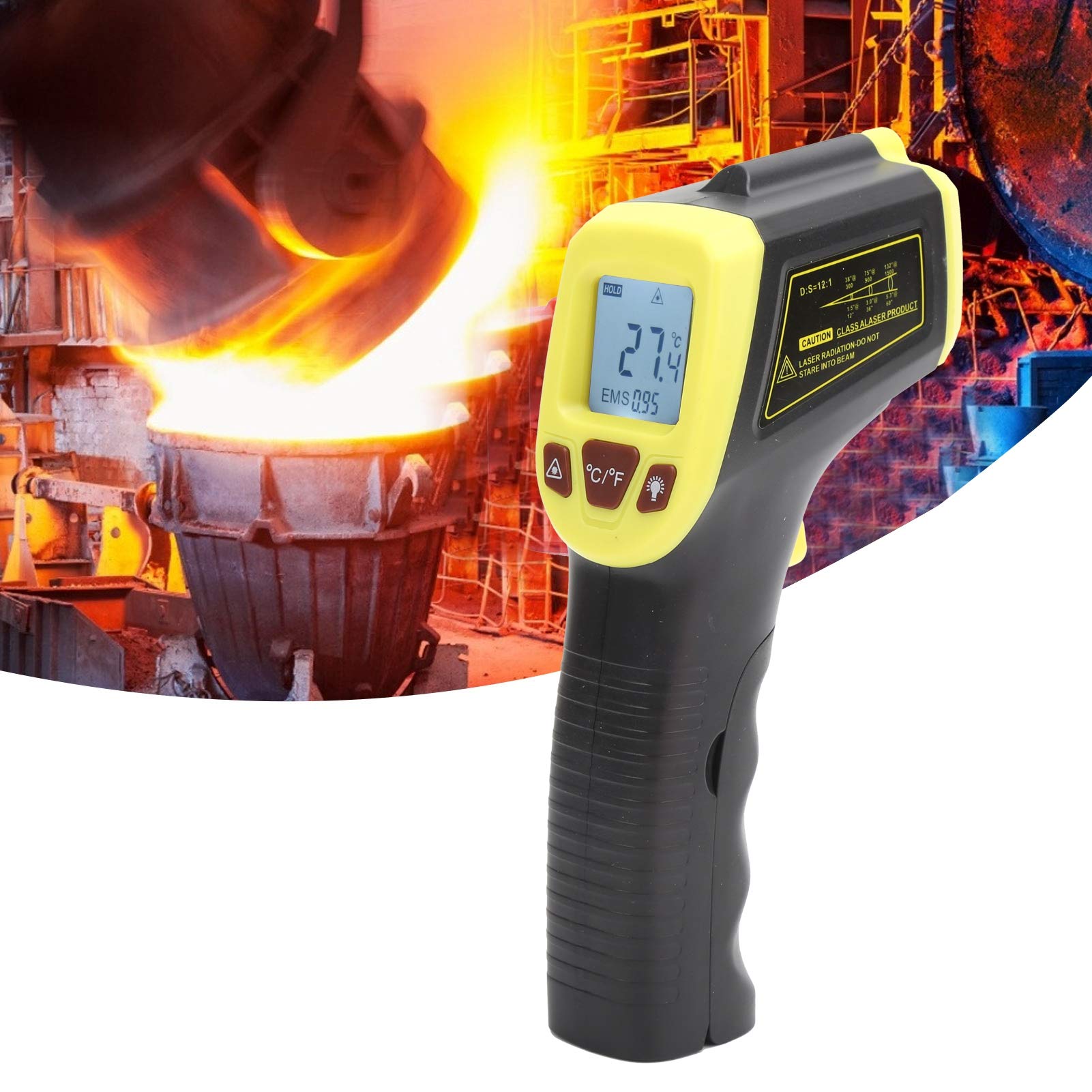 Saluaqui GM320S Termometro a Infrarossi Giallo LCD