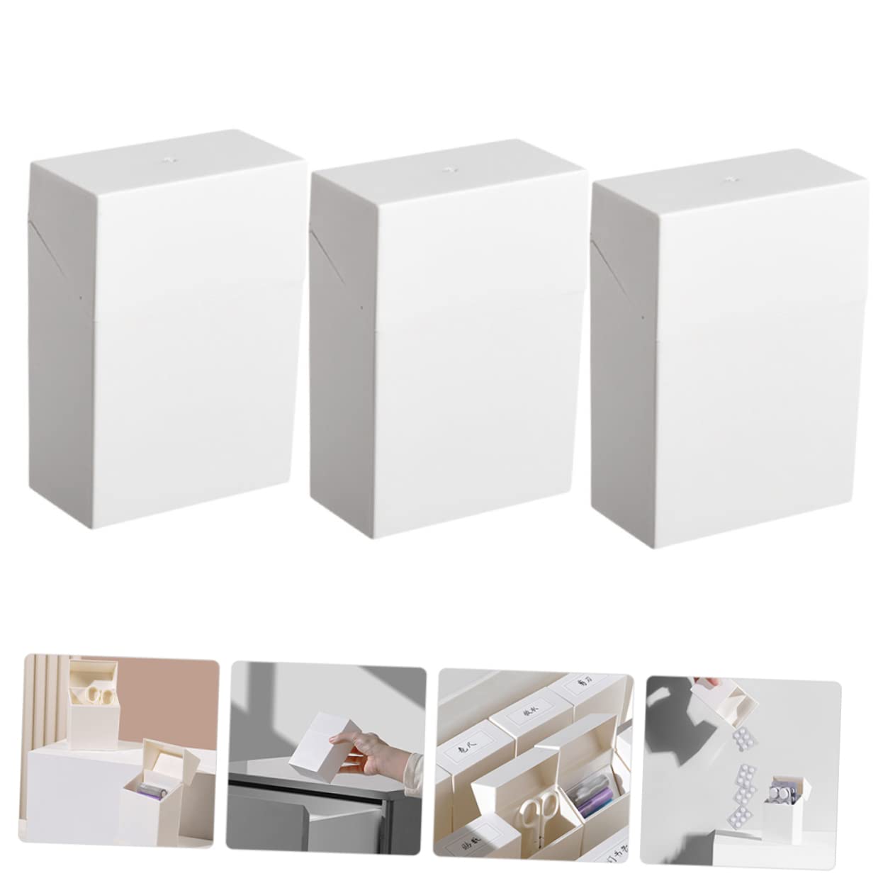 DOITOOL Scatole Cucito Plastica Bianca 3 Pezzi 9x5,8 cm