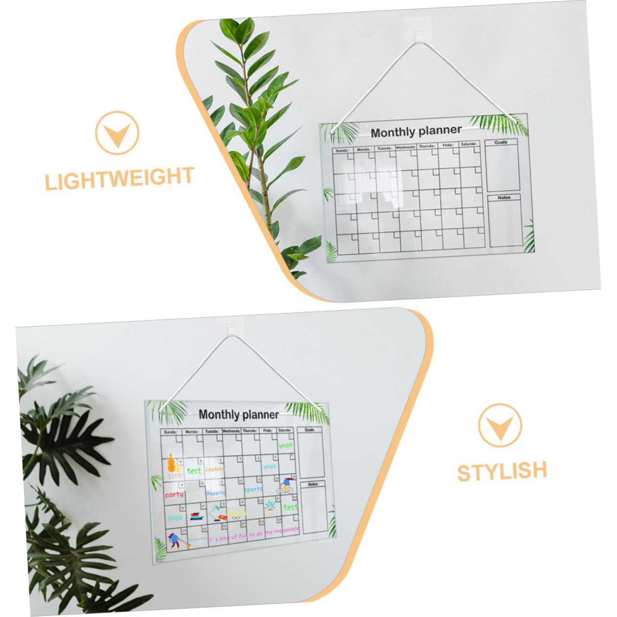 DOITOOL Calendario Mensile Frigo Acrilico 30x20 con 6 Pennarelli