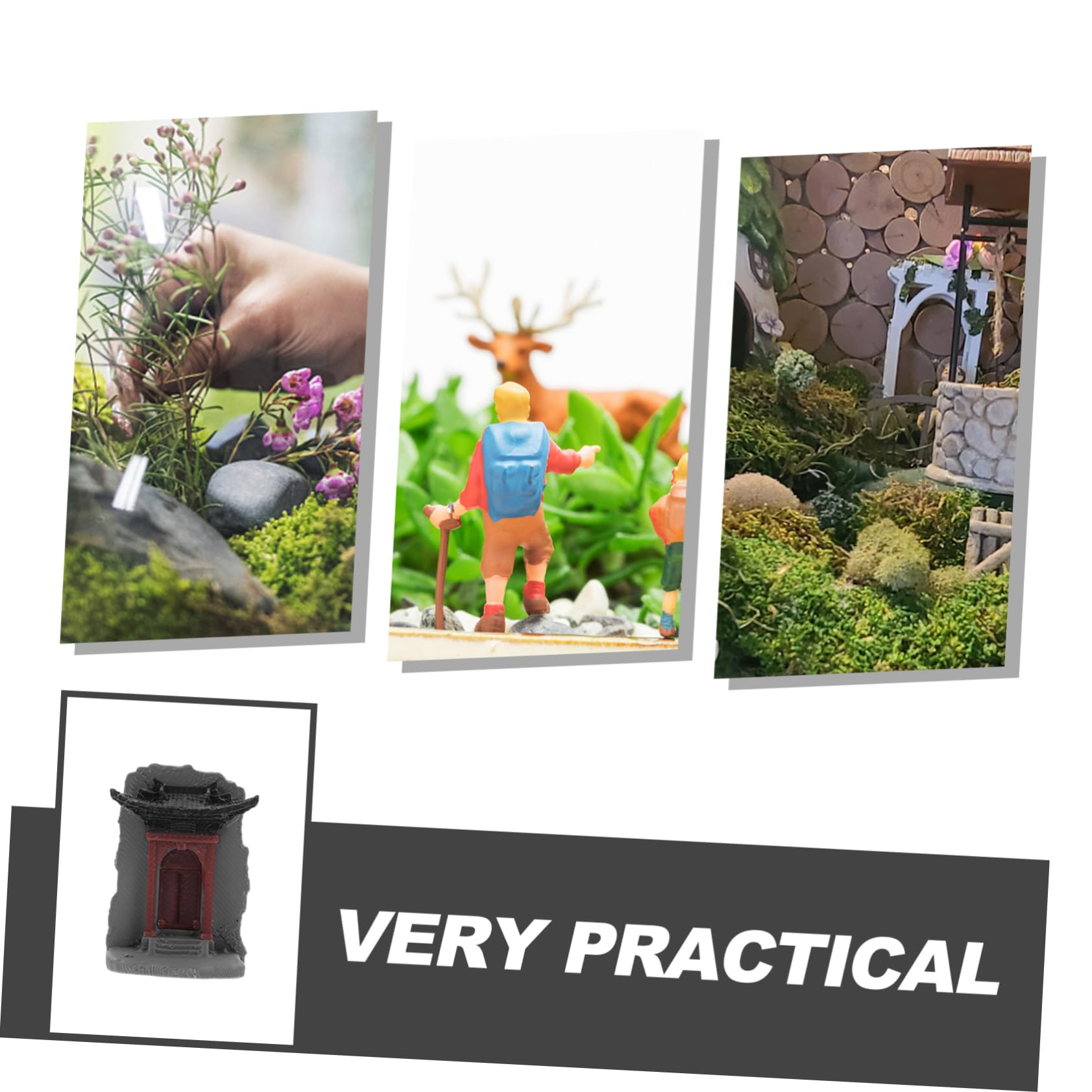 DOITOOL miniatura arco cinese statuetta resina grigia 4 cm