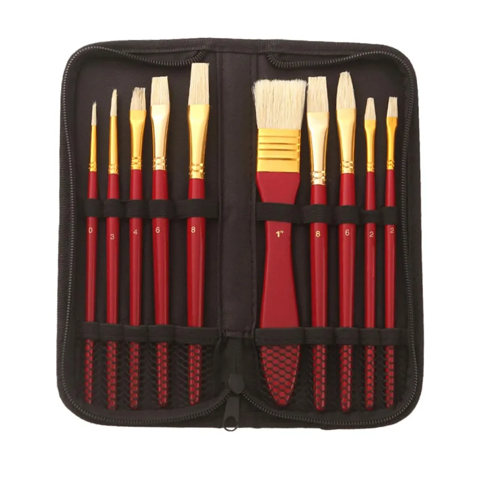DOITOOL Set Pennelli Pittura Rossi 10 Pezzi Setola