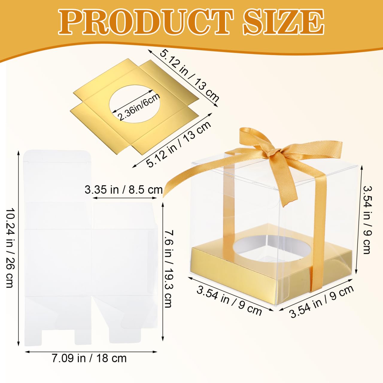 DOITOOL scatole cupcake singole trasparenti 12 pezzi oro