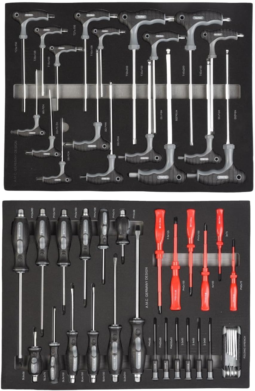 GrecoShop carrello attrezzi 428 utensili 6 cassetti con chiave