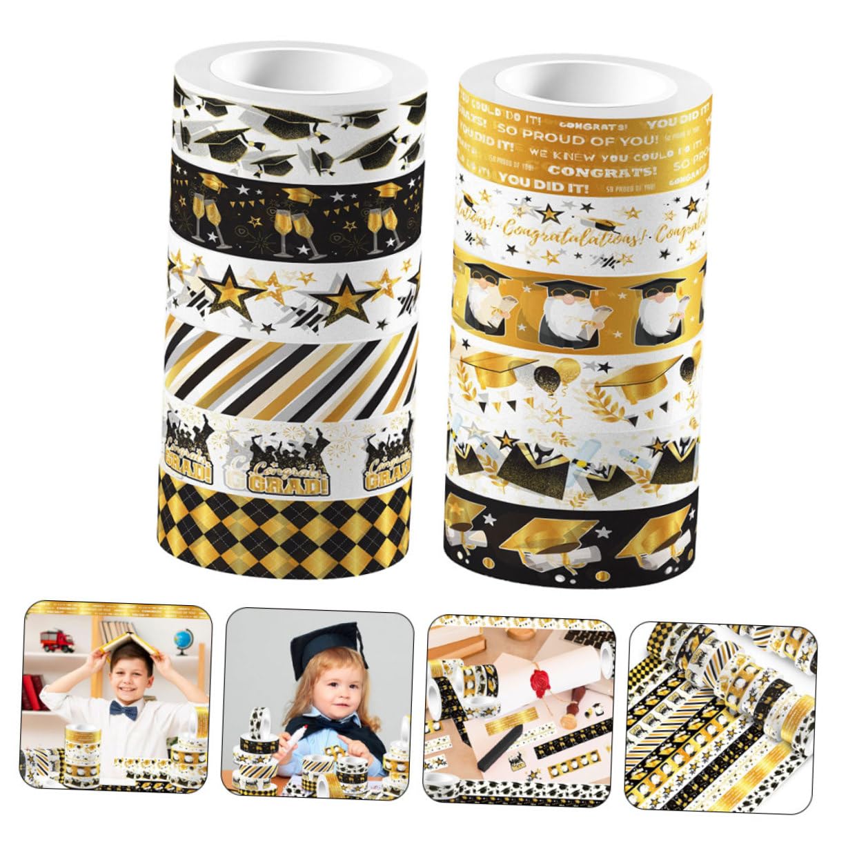 DOITOOL 12 rotoli nastro washi decorativo laurea scrapbooking