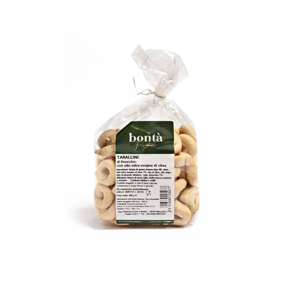 Bontà Pugliese tarallini al finocchio 300 gr artigianali