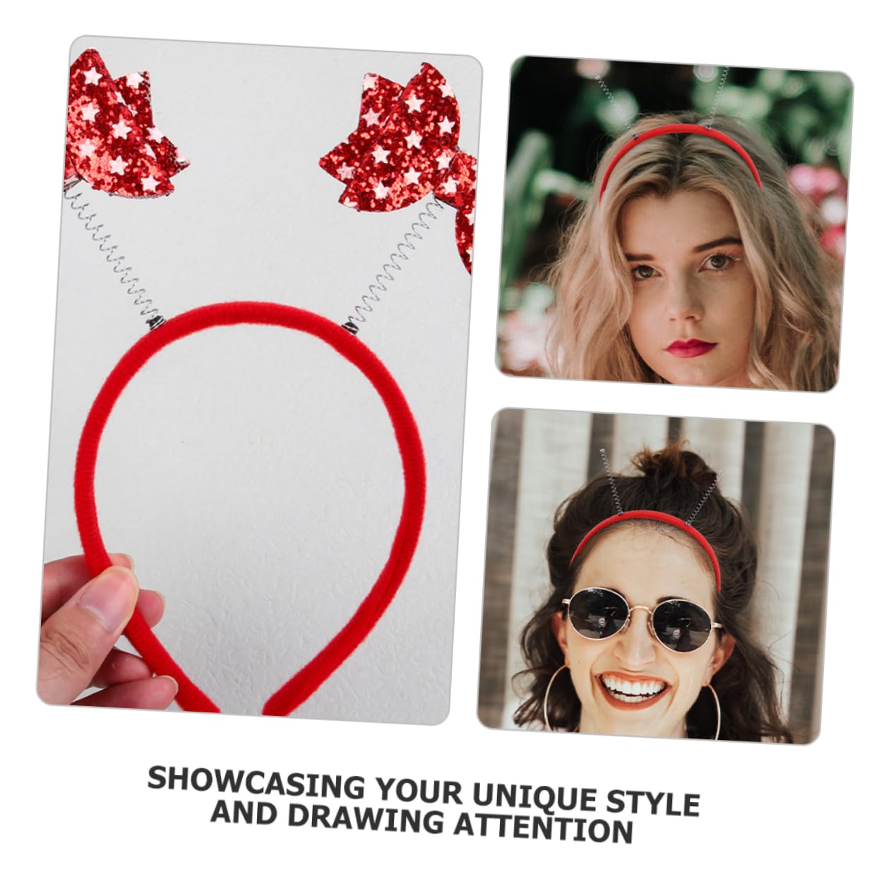 DOITOOL Fasce Capelli con Antenna 12 Pezzi Rosse Carnevale