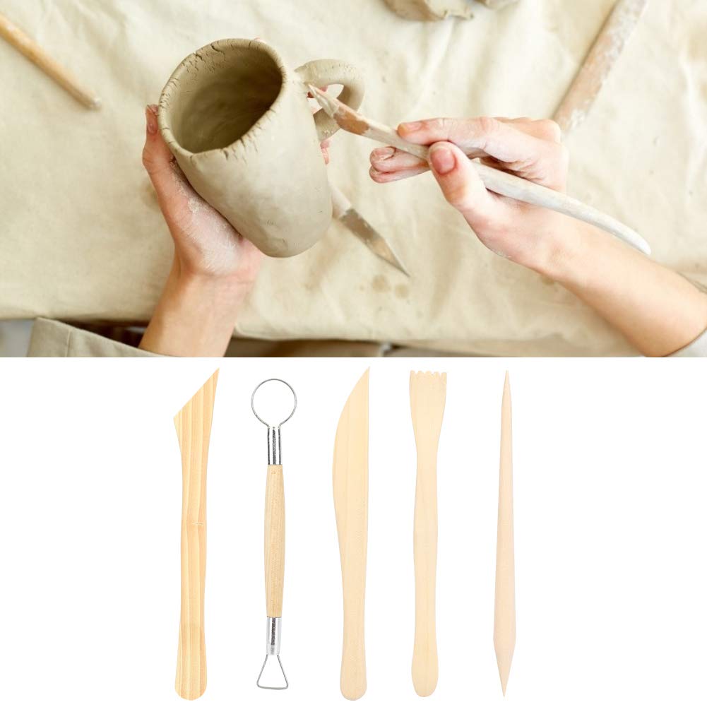Saluaqui set scultura argilla e legno 5 pezzi 2 set