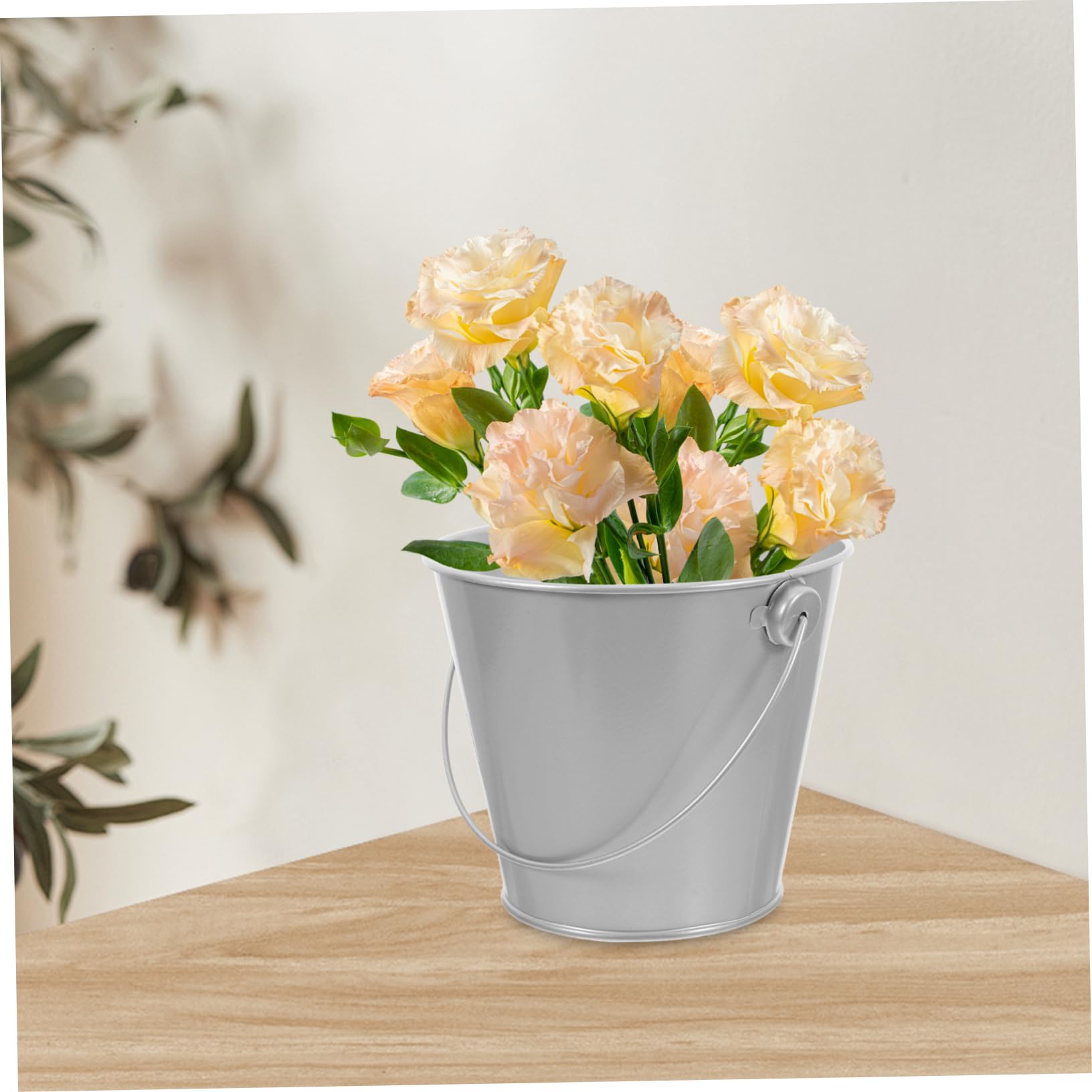 DOITOOL Mini Secchio Latta Argento con Manico 12x10,5 cm