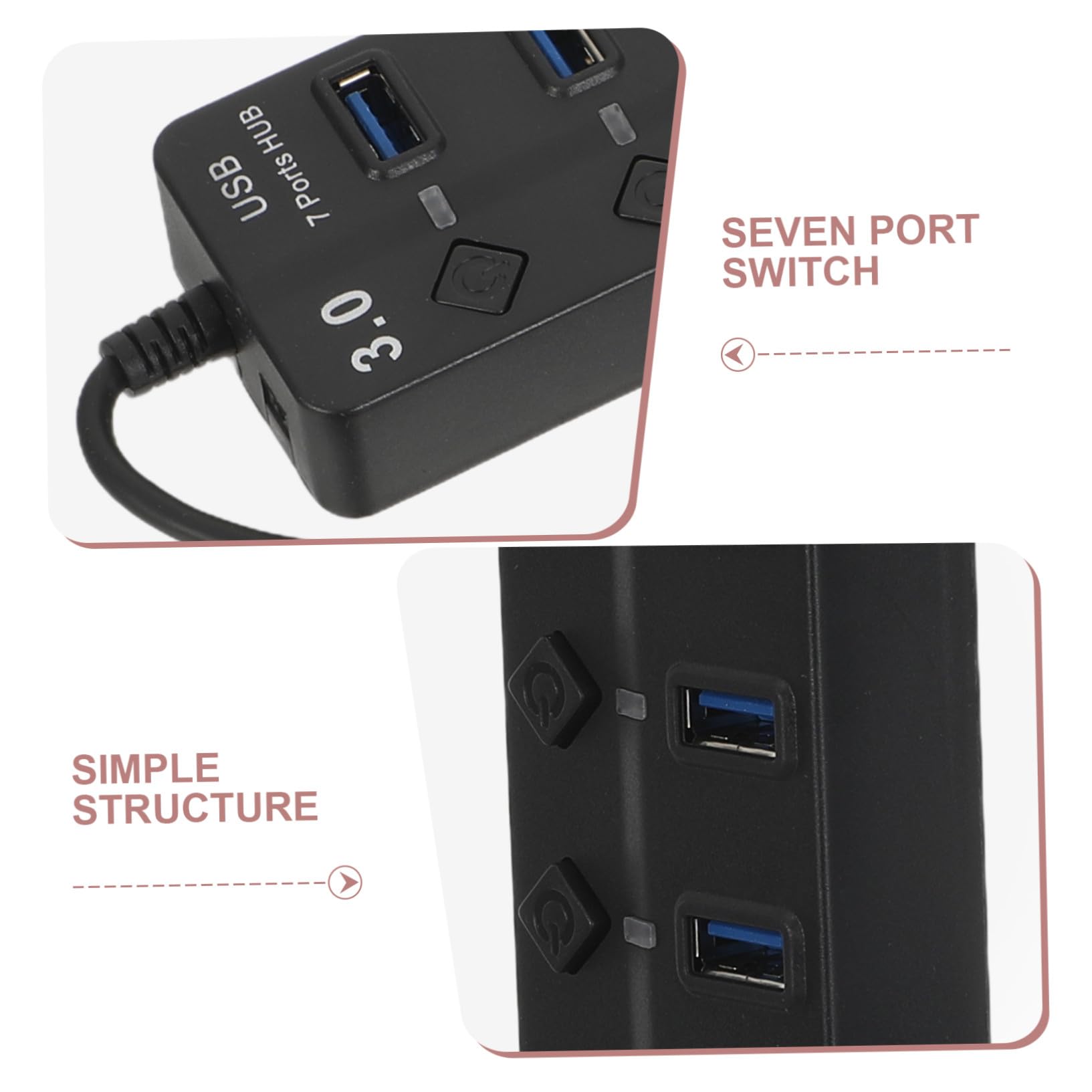 DOITOOL hub USB 7 porte nero cavo 30 cm 5 Gbps