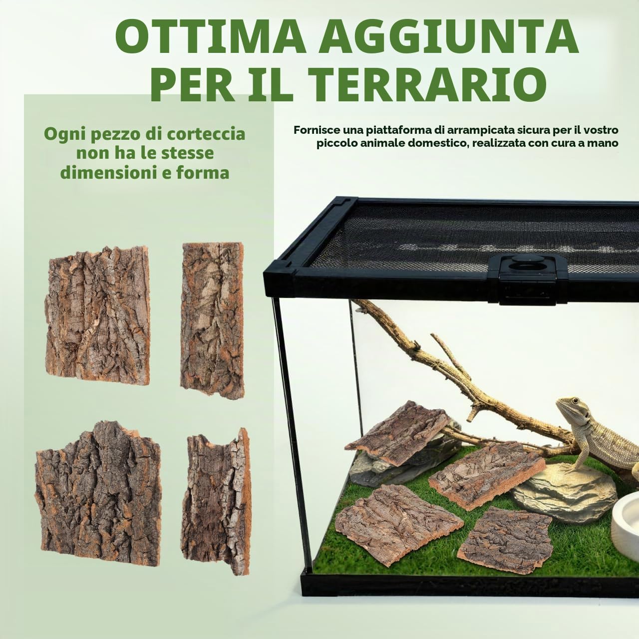 DOITOOL corteccia sughero terrario 4 pezzi marroni 13 cm