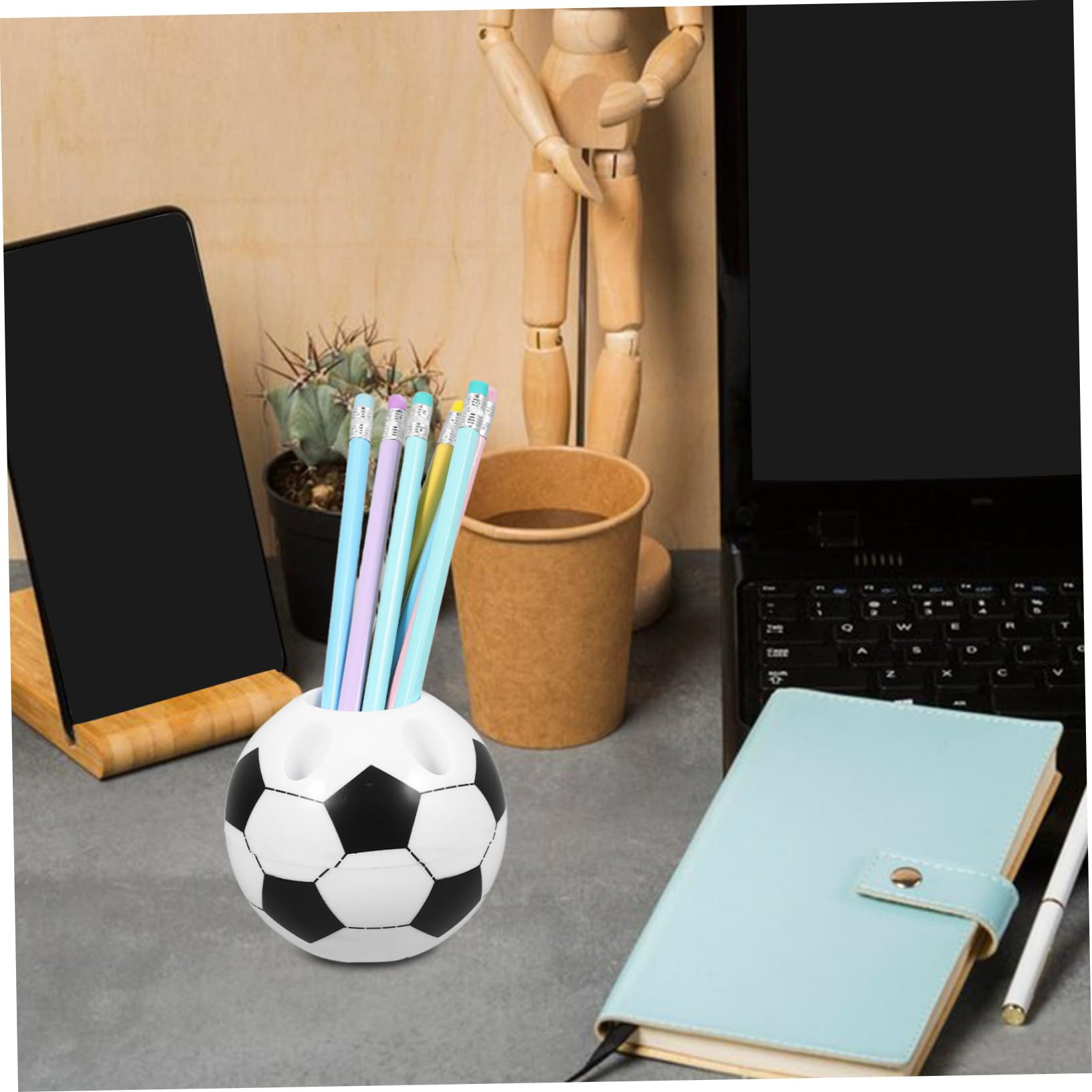 DOITOOL Portapenne Calcio Plastica Rotondo 2pz 9x8 cm