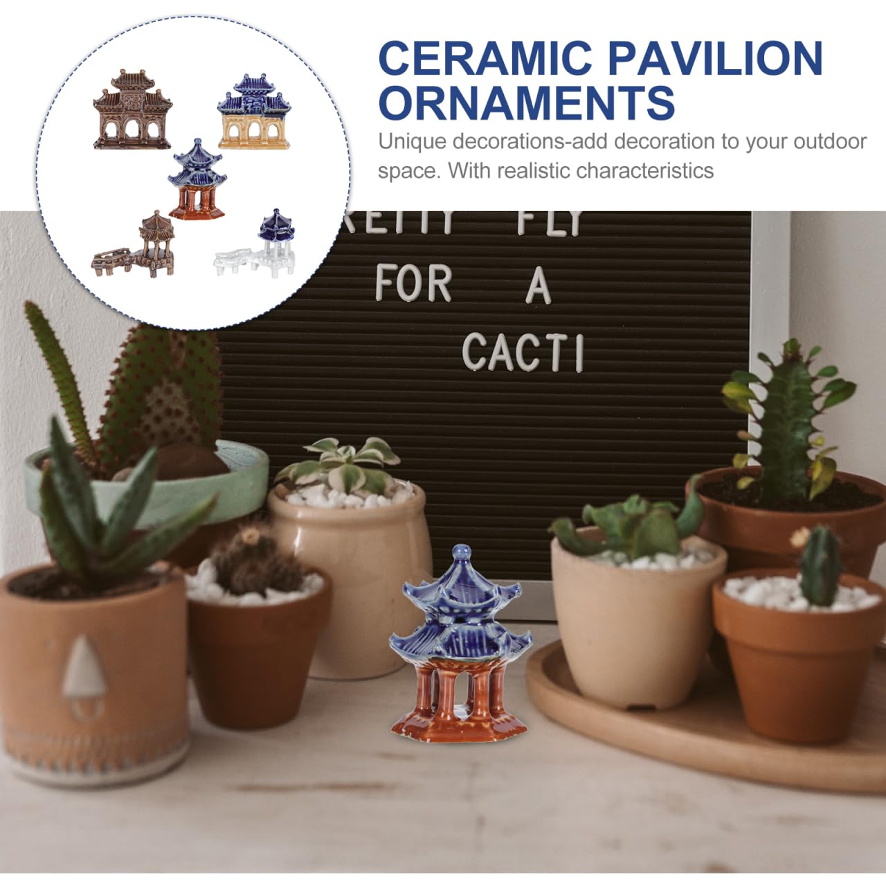 DOITOOL mini pagode giardino zen 5 pezzi colorate 6,5 cm