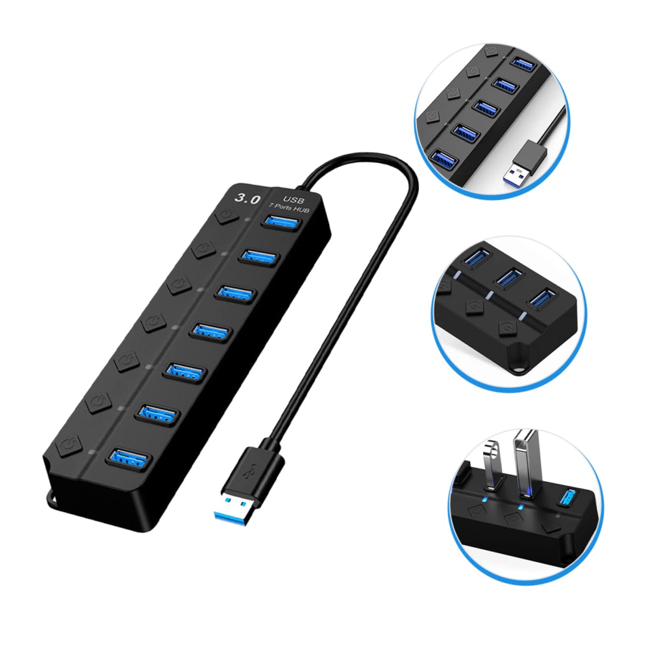 DOITOOL hub USB 7 porte nero cavo 30 cm 5 Gbps