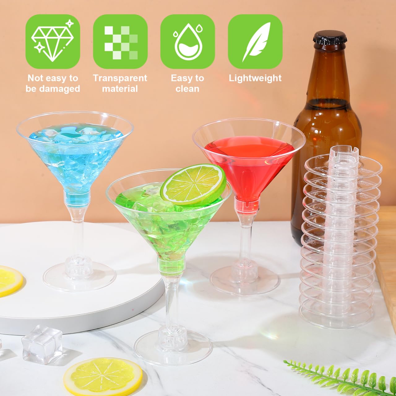 DOITOOL Martini Bicchieri Plastica Trasparenti 20 Pezzi