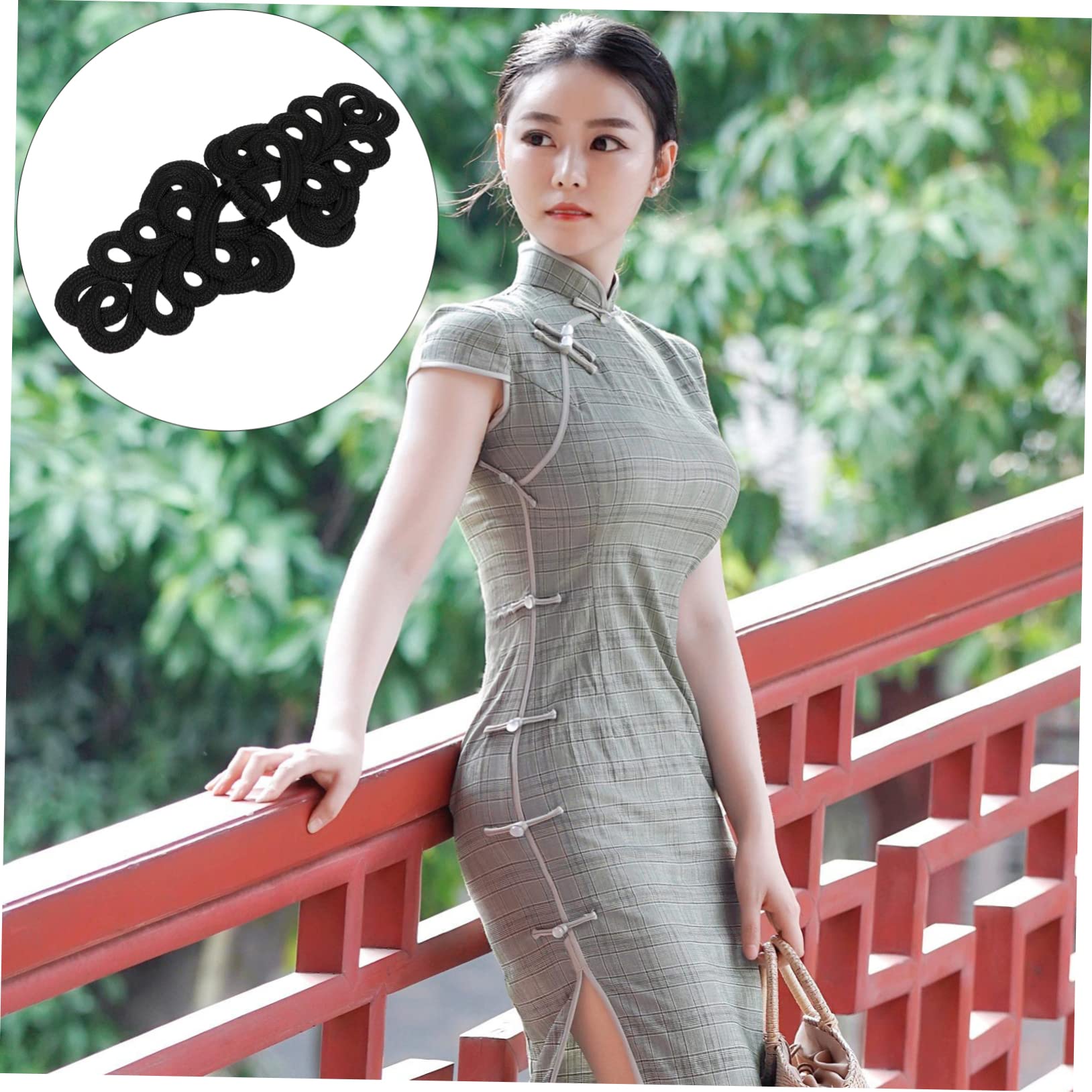 DOITOOL bottoni cinesi nodo per qipao neri 2 paia