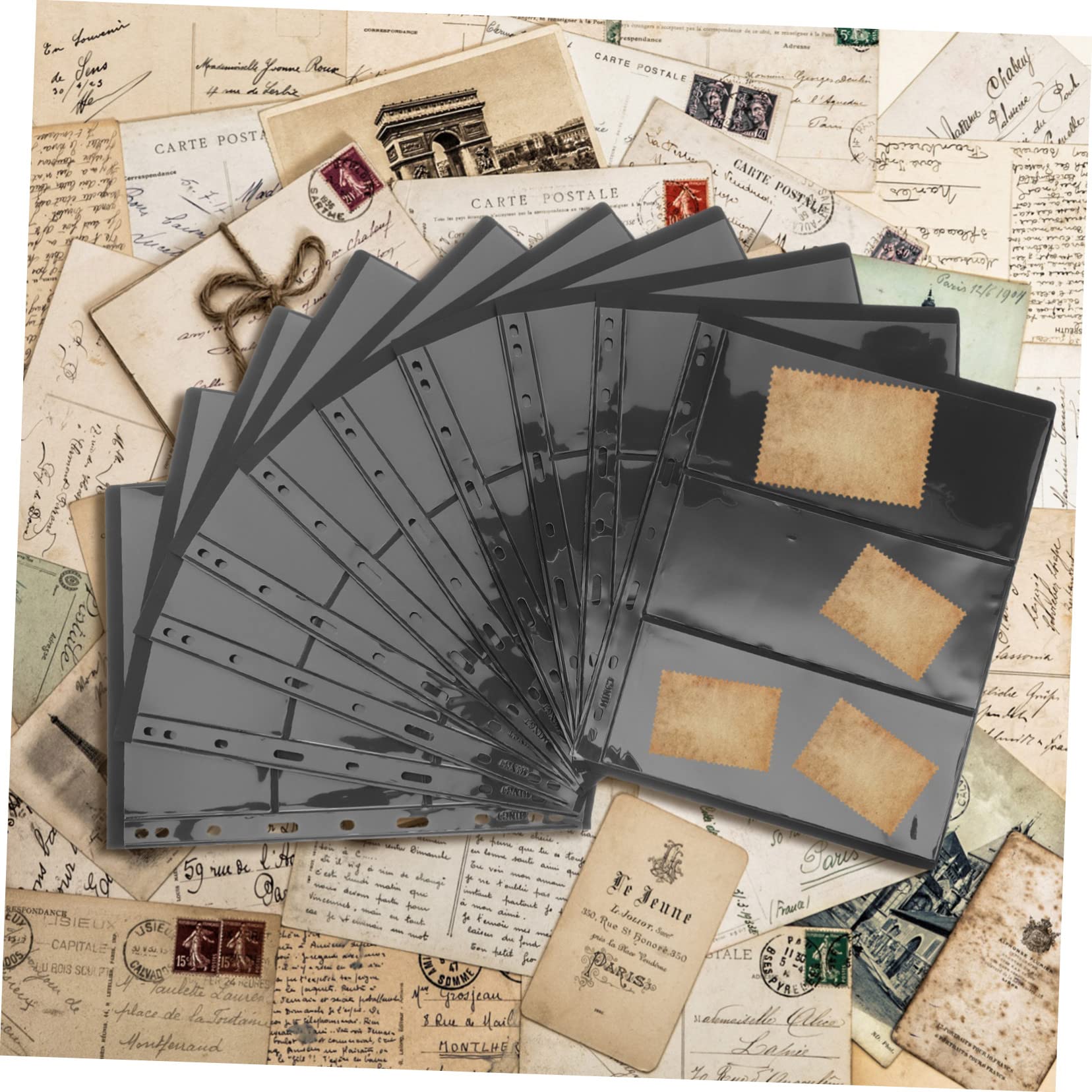 DOITOOL Fogli Album Francobolli PVC 10 Pezzi Neri Trasparenti