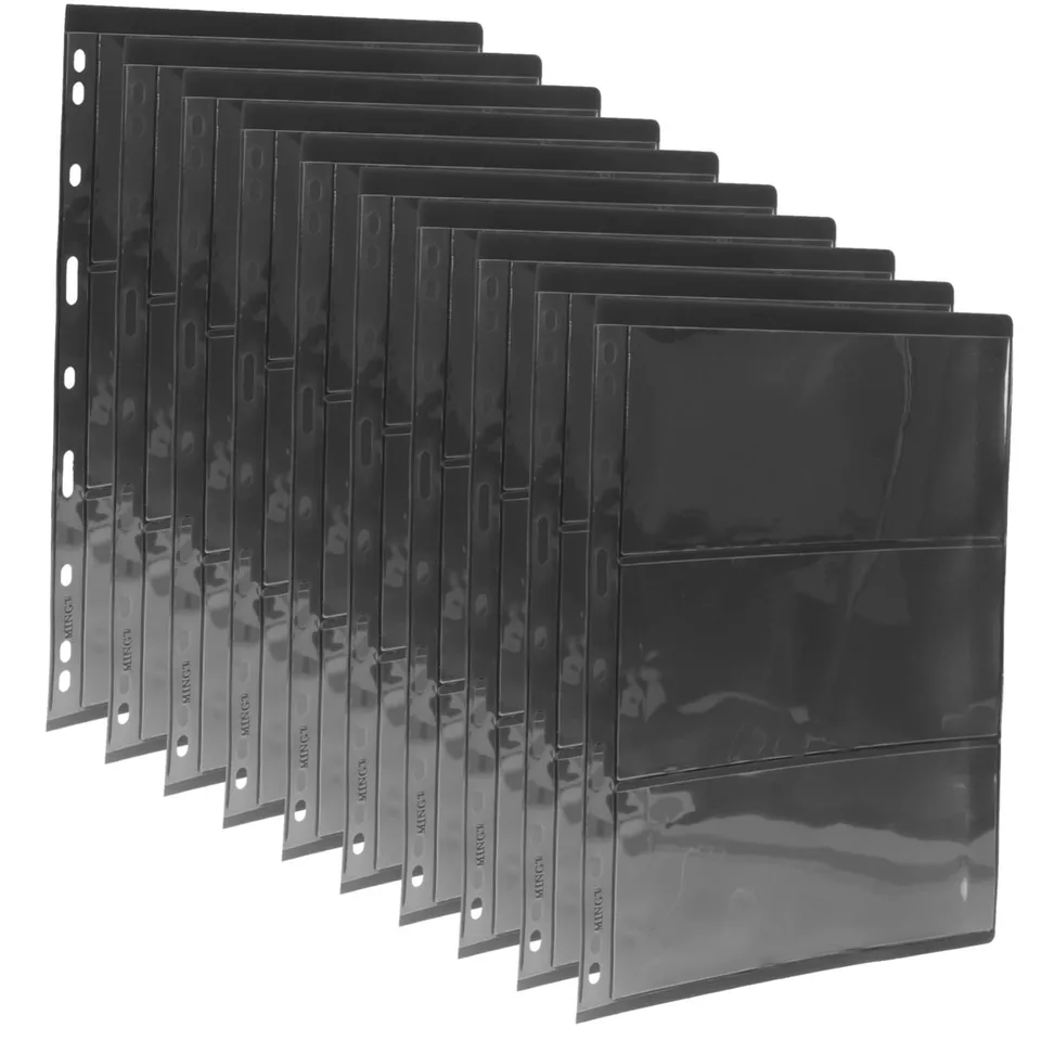 DOITOOL Fogli Album Francobolli PVC 10 Pezzi Neri Trasparenti