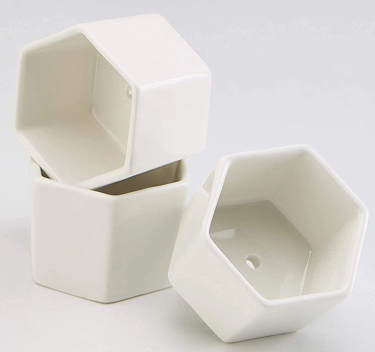 Yexati Flowerplus vasetti ceramica bianchi esagonali 7 pezzi