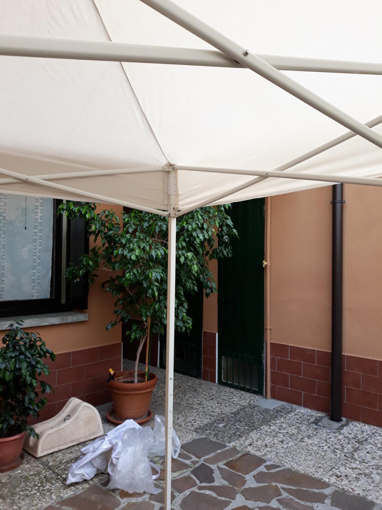 GrecoShop gazebo pieghevole 3x3 m bianco impermeabile fisarmonica