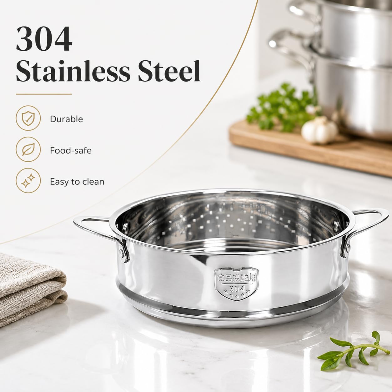 DOITOOL Vaporiera Acciaio Inox 18 cm per Gnocchi e Verdure