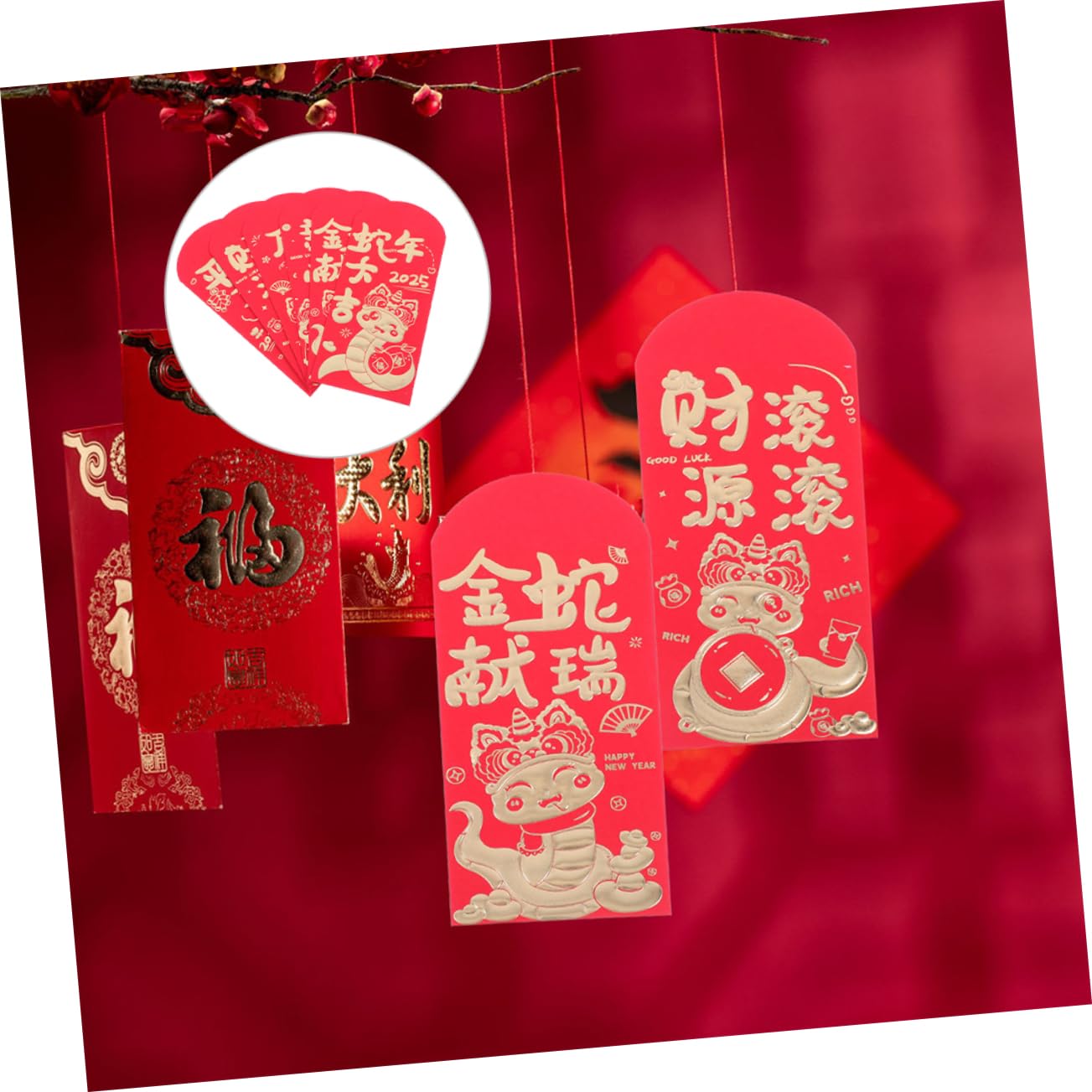 DOITOOL Buste Rosse Cinesi Carta 24 Pezzi 17x9 cm