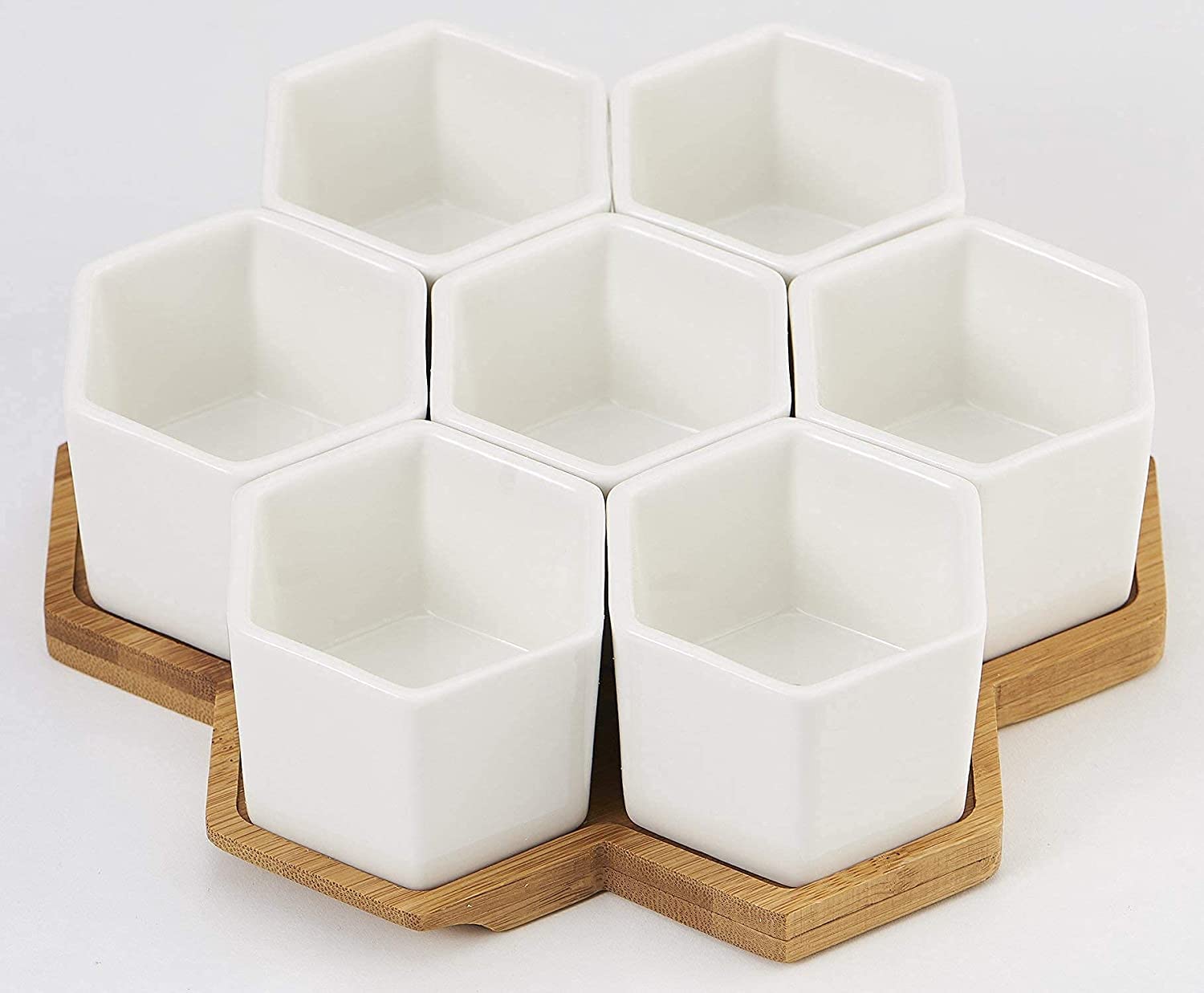 Yexati Flowerplus vasetti ceramica bianchi esagonali 7 pezzi