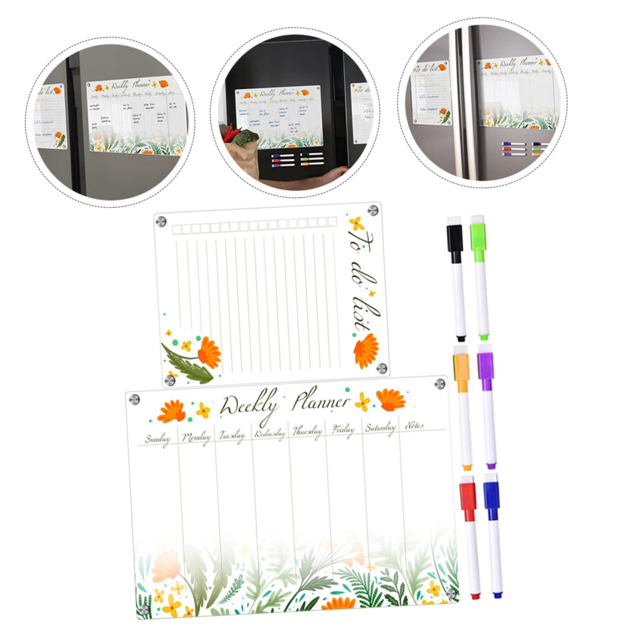 DOITOOL Lavagna Magnetica Frigo Cancellabile Set 2 Pezzi Riutilizzabile