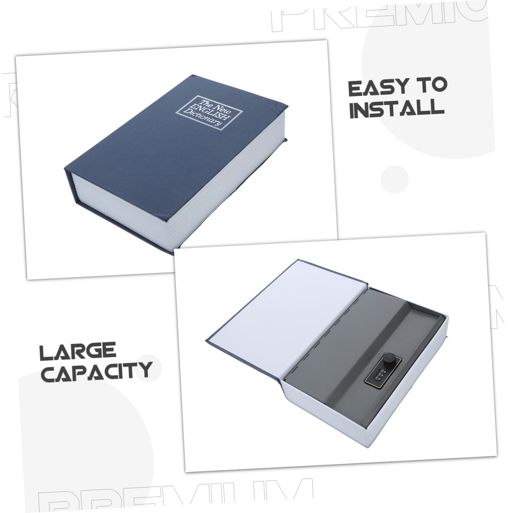 DOITOOL Cassaforte Libro Combinazione Acciaio Grande Blu