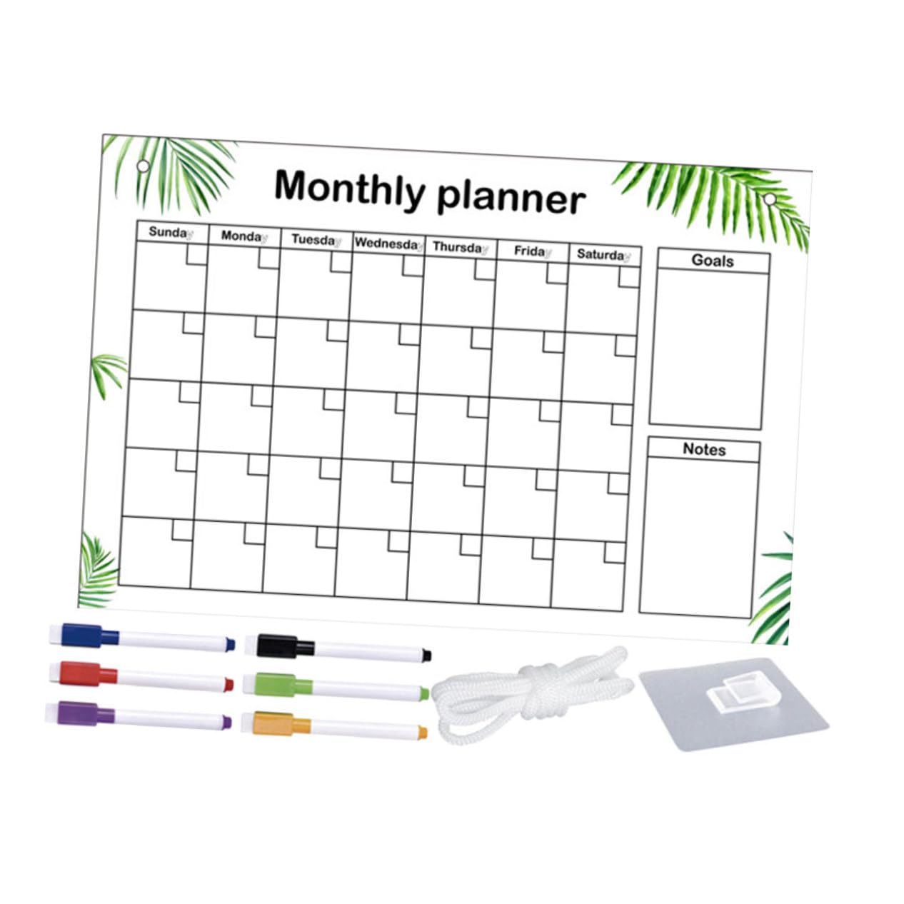 DOITOOL Calendario Mensile Frigo Acrilico 30x20 con 6 Pennarelli