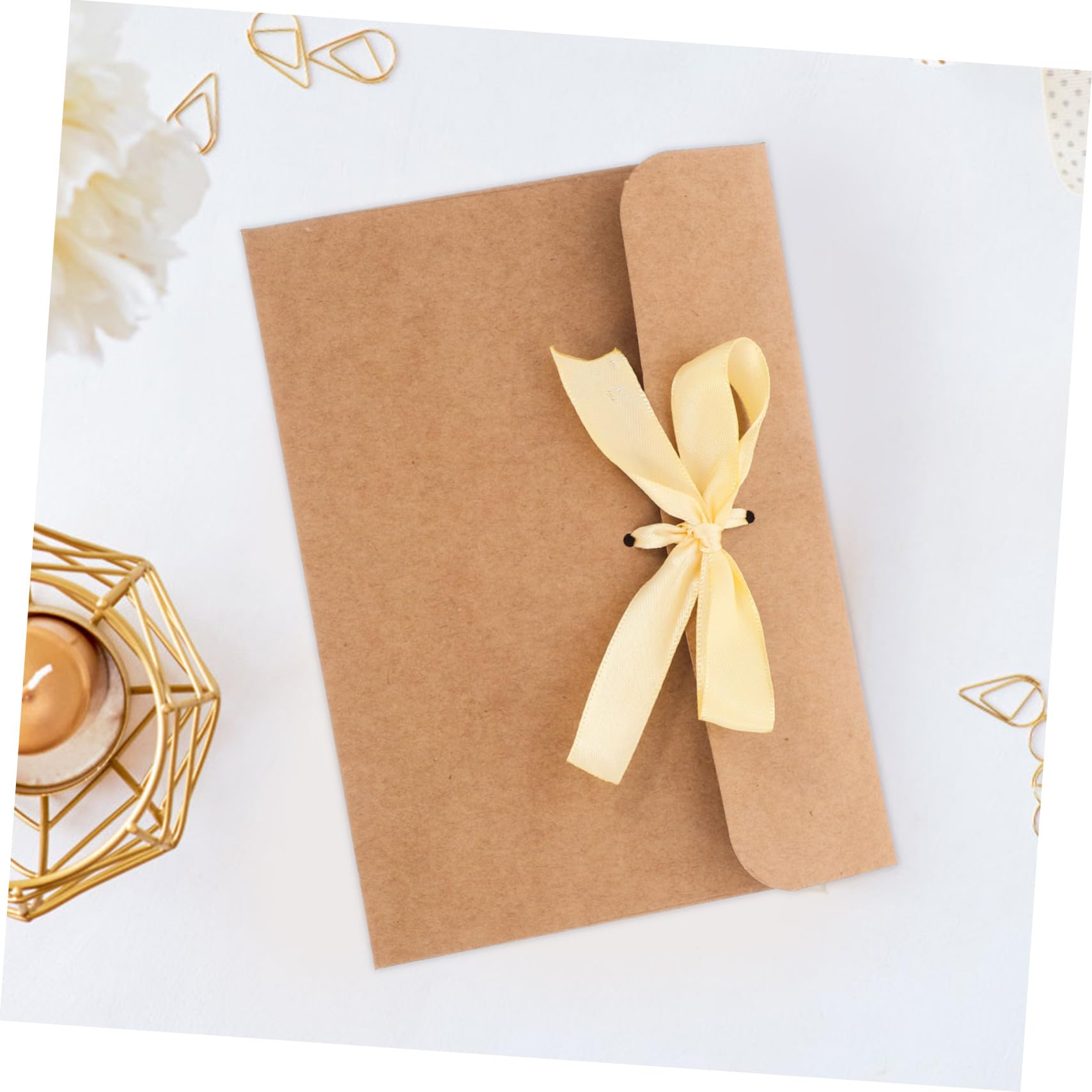 Doitool buste kraft con fiocco beige 50 pezzi 17x16,5 cm
